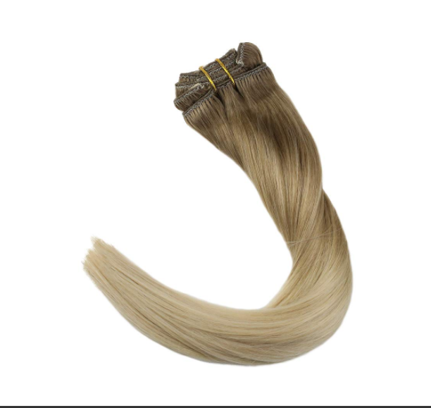 Real Human Hair weft Ombre Color Ash Brown Blonde Package Straight Brazilian Hair Sew In Extensions YL323 